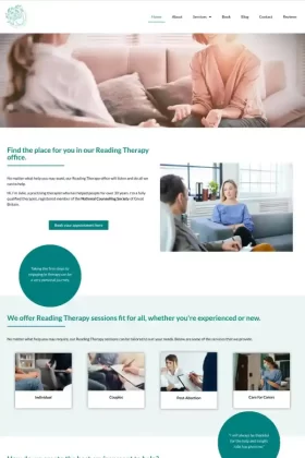 A small section of the Reading Therapy website design and the web design that shows off the business.