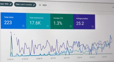 The screen of an SEO product. This shows the clicks and impressions that a website has achieved.